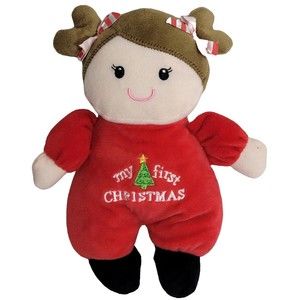 Baby Starters My First Christmas Soft Plush Brunette Lovey Doll Rattle 9" 2019